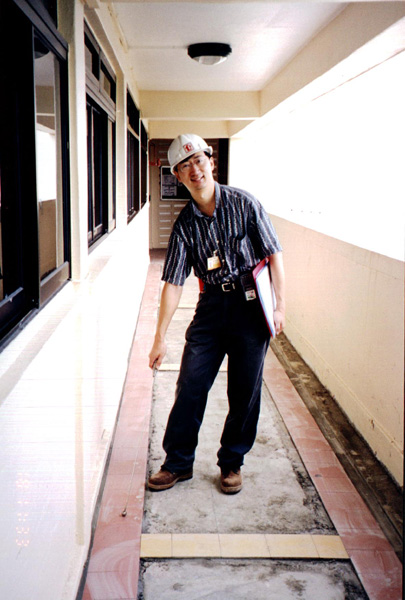 I am checking the hollow tiles at HDB Block building corridor, KimTian Upgrading Precinct, Singapore